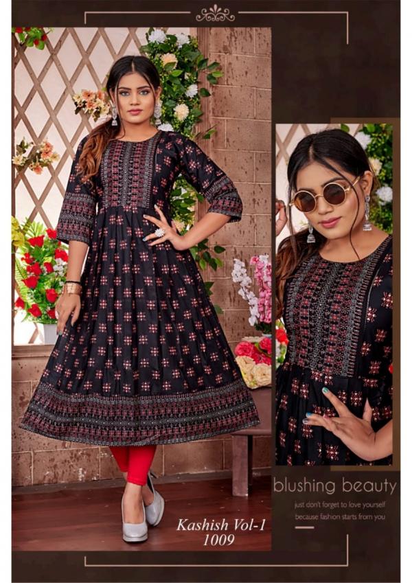 Kashish Vol 1 Ethnic Wear Long rayon Anarkali Kurti Collection